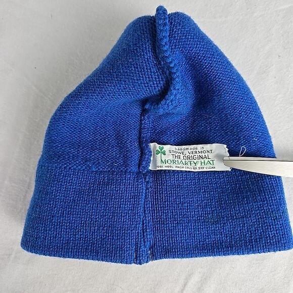 Vermont VT Stowe Moriarty VTG Handmade Hat Ski Beanie 100% Wool Blue Outdoor - Picture 6 of 7